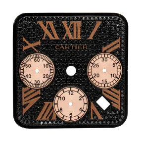 Custom Black/Gold Diamond Paved dial for Cartier Santos 100 XL