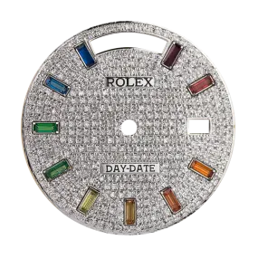 Custom Diamond Paved Rainbow Dial for Rolex Day-Date 36