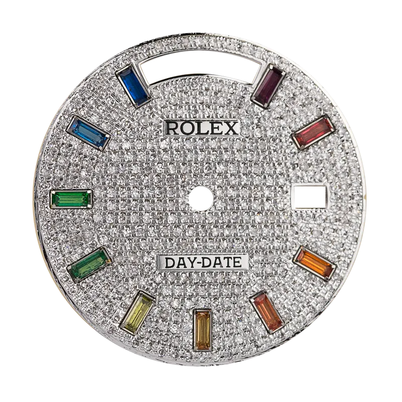 Custom Diamond Paved Rainbow Dial for Rolex Day-Date 36