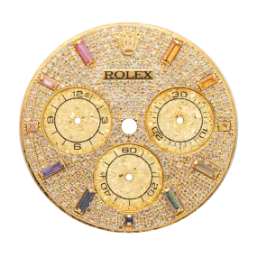 Custom Yellow Gold Diamond Paved Dial for Rolex Daytona