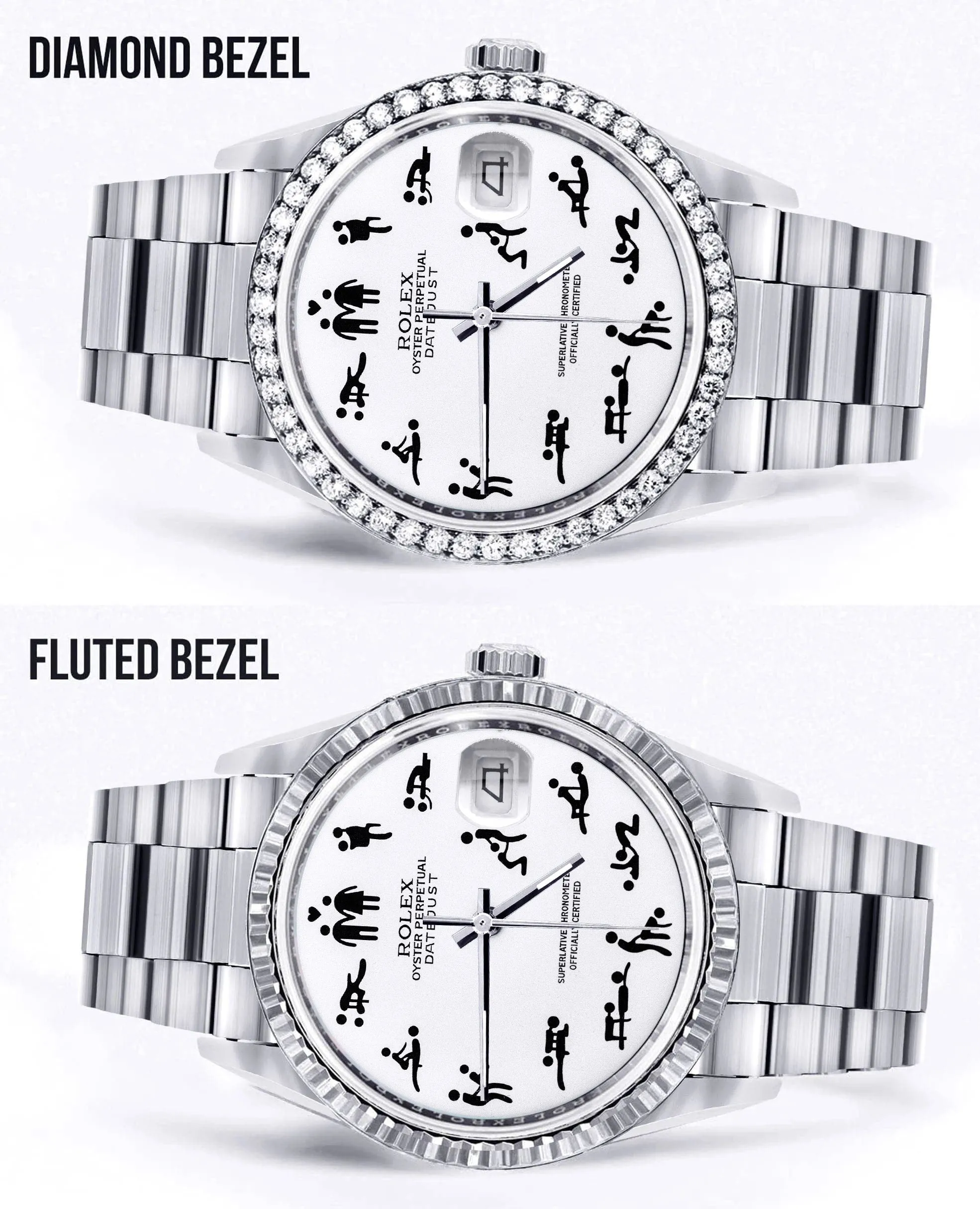 Diamond Mens Rolex Datejust Watch 16200 | 36Mm | Custom Erotic Dial | Oyster Band