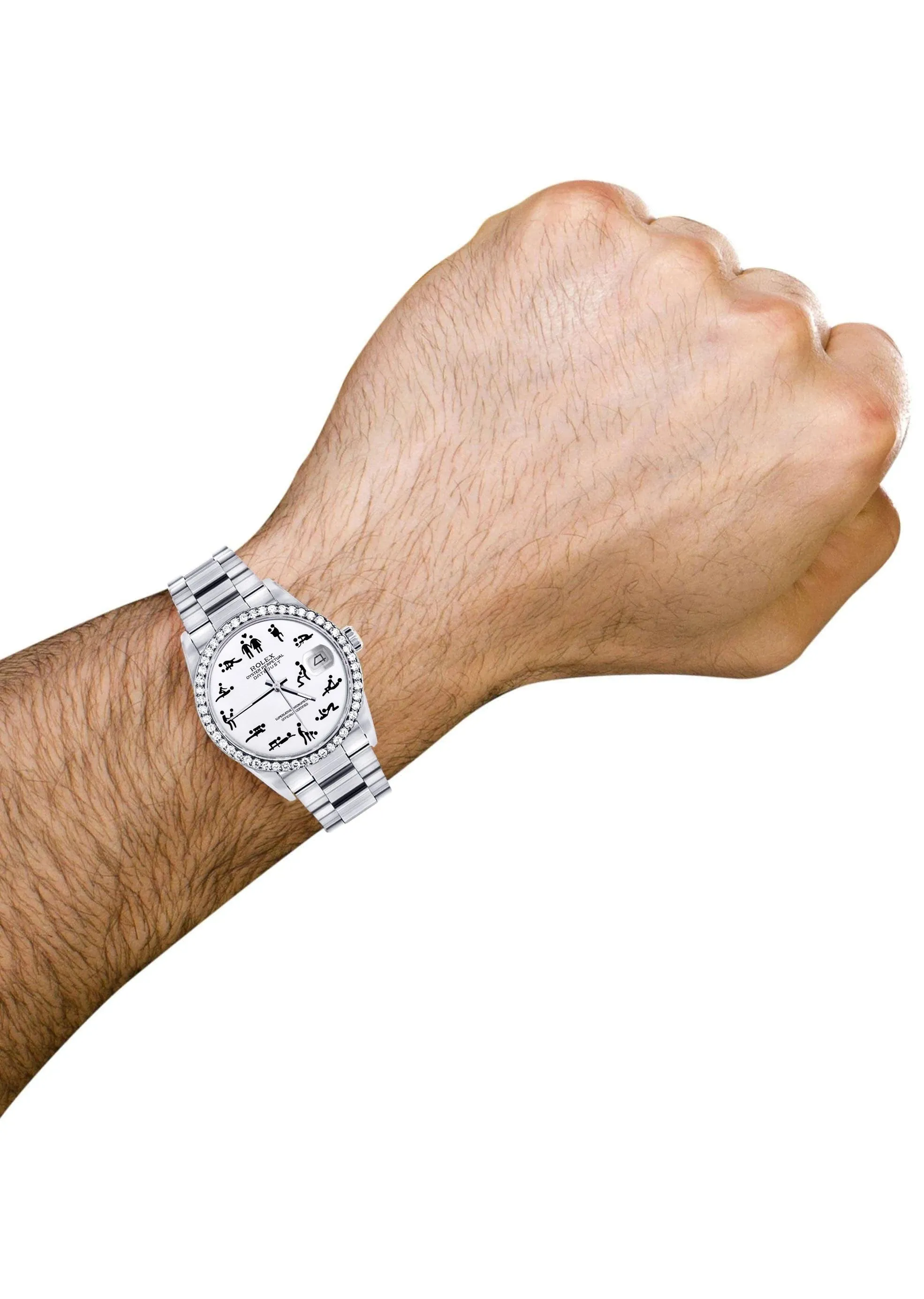 Diamond Mens Rolex Datejust Watch 16200 | 36Mm | Custom Erotic Dial | Oyster Band