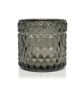 Diamond Vintage Cut Glass Candle Jar with Lid - 200mls - Smoke Grey