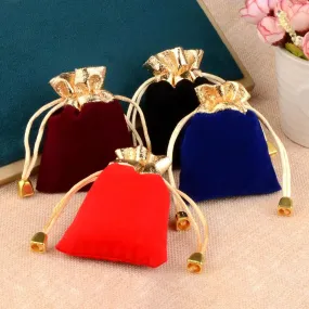 Drawstring Vintage Velvet Pouches with Gold Color Trim Bags for Jewelry Arts Crafts Gifts Storing, Protecting and Packaging 10pcs set