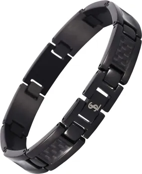 Elegant Surgical Grade Steel Men's Carbon Fiber Bracelet (Black Bracelet - Black Carbon Fiber)