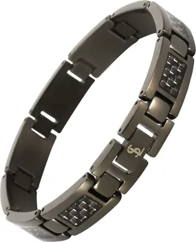 Elegant Surgical Grade Steel Men's Carbon Fiber Bracelet (Gunmetal Bracelet - Gray Carbon Fiber)