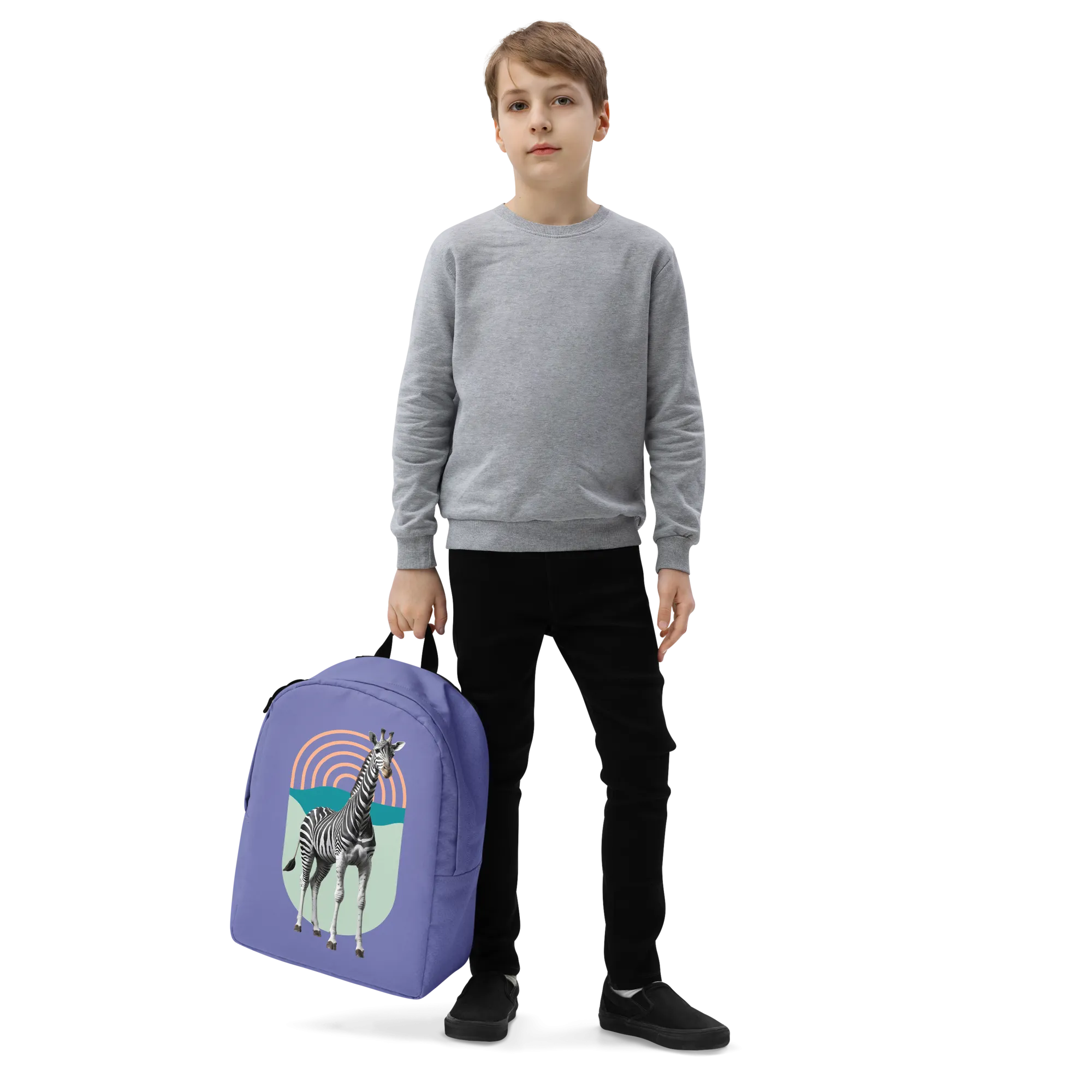 Giraffe Zebra Purple Minimalist Backpack