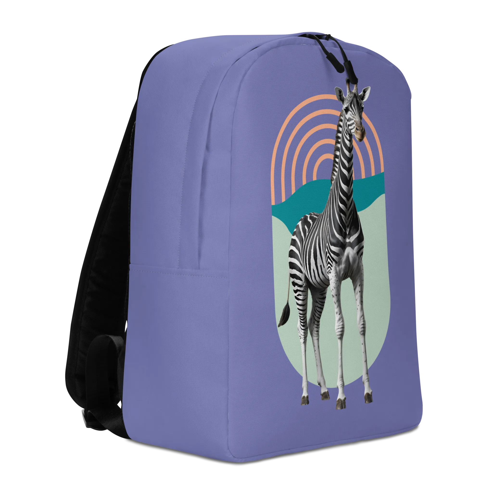 Giraffe Zebra Purple Minimalist Backpack