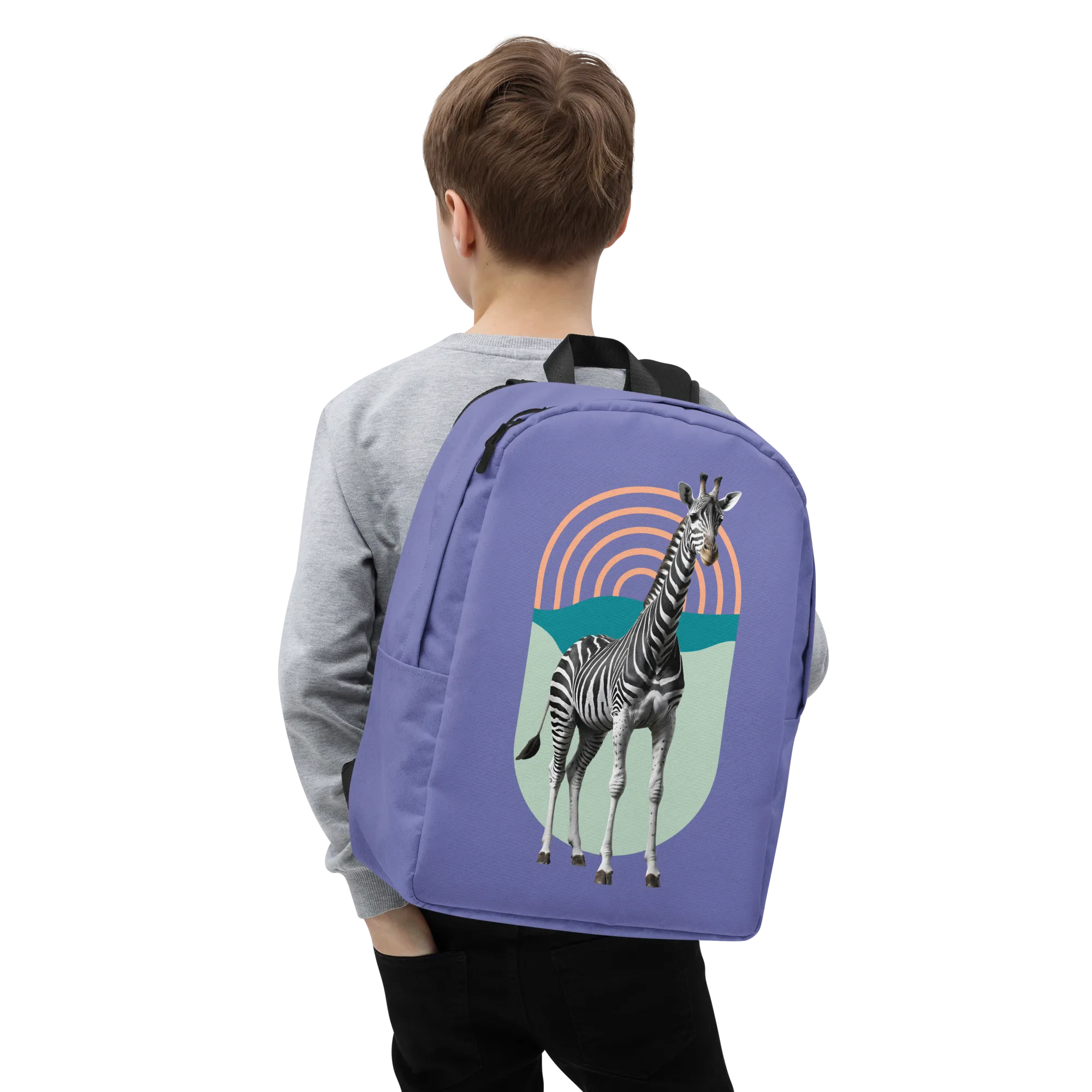 Giraffe Zebra Purple Minimalist Backpack
