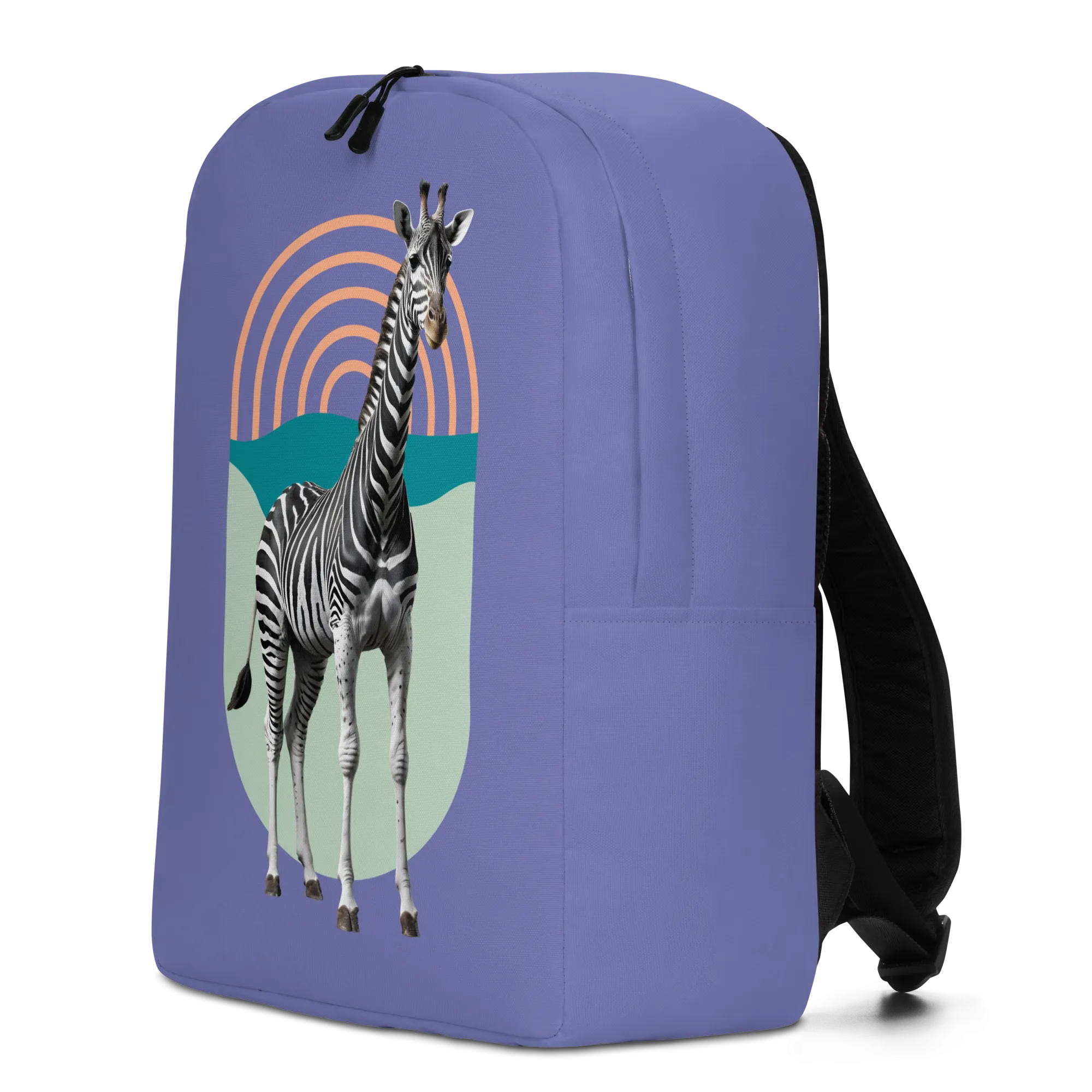 Giraffe Zebra Purple Minimalist Backpack