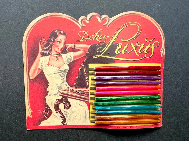 Glorious Burlesque Display Card of 1940s Hairpins Made in Germany