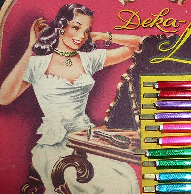 Glorious Burlesque Display Card of 1940s Hairpins Made in Germany