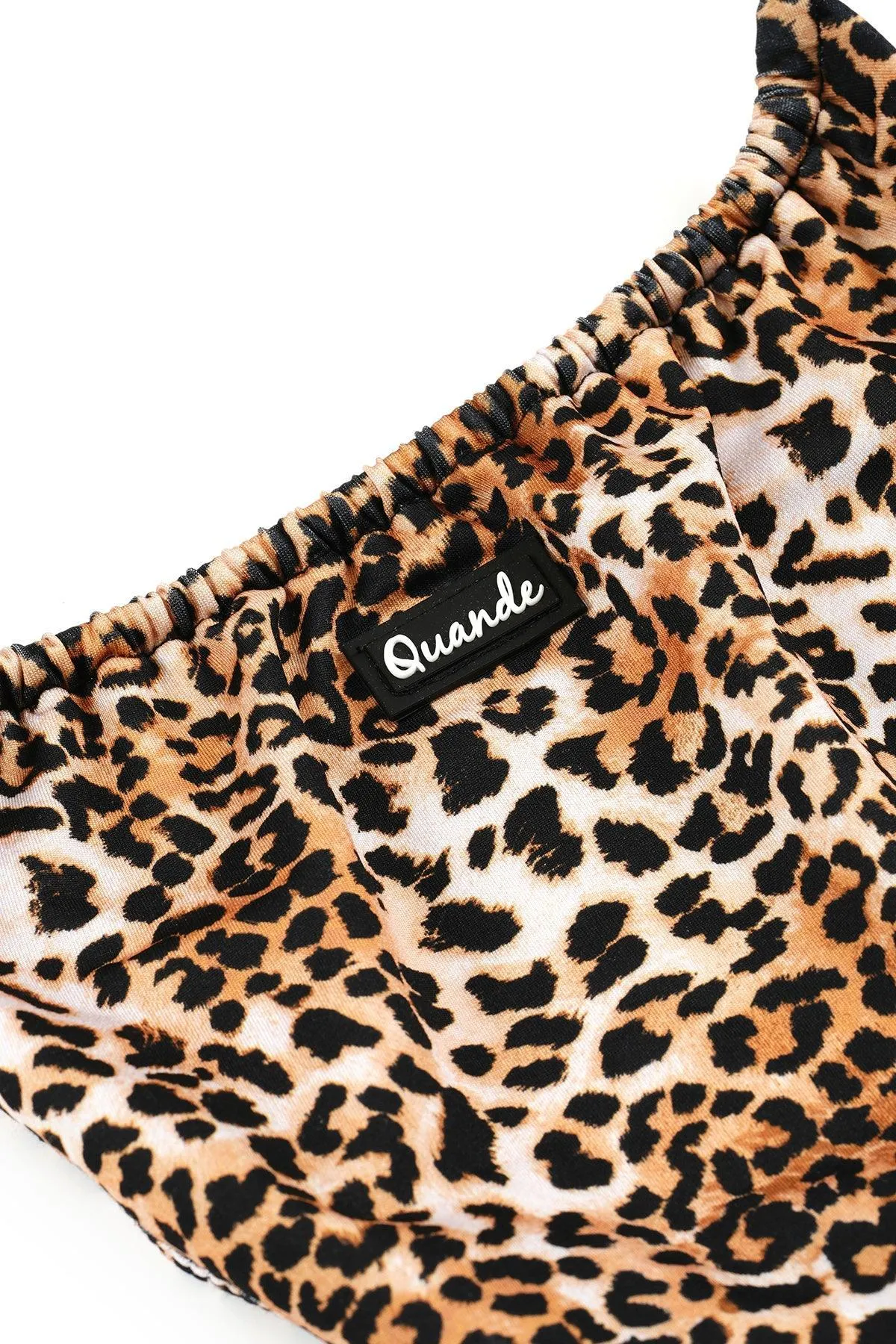 Halter Leopard Print Bikini Top Beige
