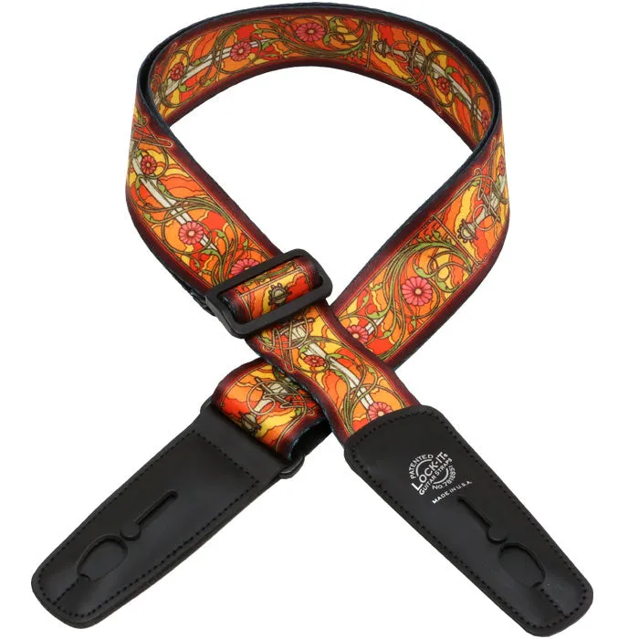 Henry Heller LIS-034-BM4 2" Soft Plush Poly Strap w/ Lock-It Ends, Bob Masse, Red and Orange