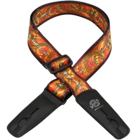 Henry Heller LIS-034-BM4 2" Soft Plush Poly Strap w/ Lock-It Ends, Bob Masse, Red and Orange