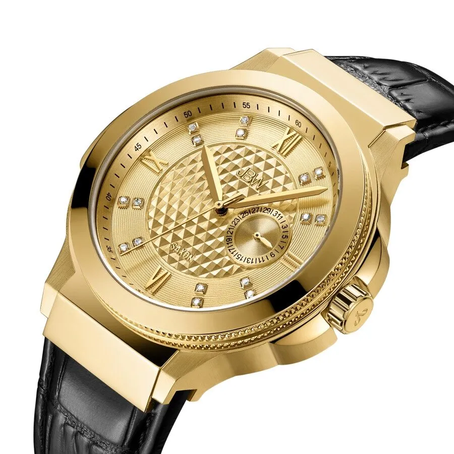 JBW Saxon 48 Quartz Diamond Gold Dial Men's Watch J6373C