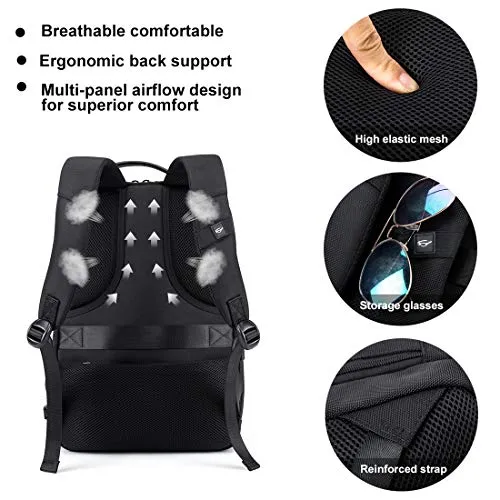 Laptop Backpack Business 15.6 inch Waterproof Secure Crossbody Laptop Backpack Scratchproof Anti-Theft Laptop Rucksack USB Charging and Water Resistant College Slim Office Men Backpack