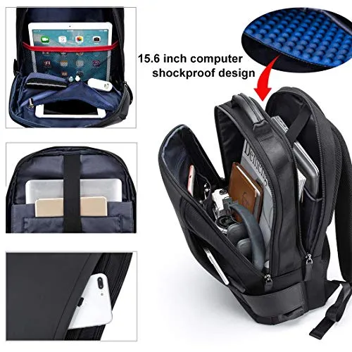 Laptop Backpack Business 15.6 inch Waterproof Secure Crossbody Laptop Backpack Scratchproof Anti-Theft Laptop Rucksack USB Charging and Water Resistant College Slim Office Men Backpack