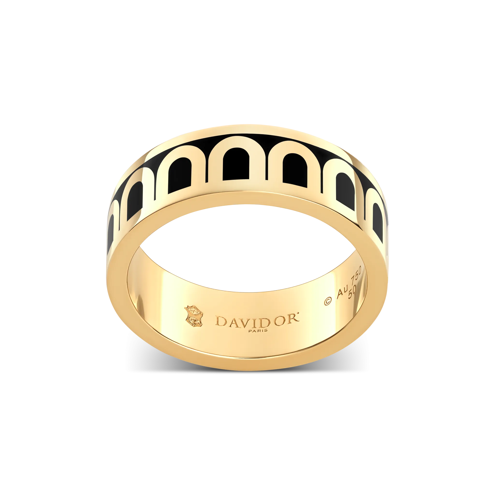 L'Arc de DAVIDOR Ring MM, 18k Yellow Gold with Lacquered Ceramic
