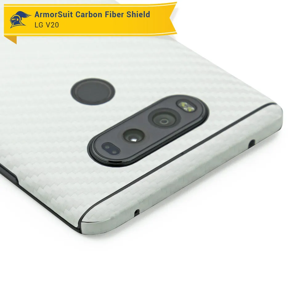 LG V20 Screen Protector   White Carbon Fiber Skin
