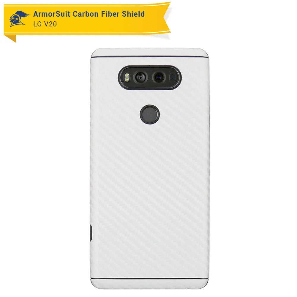 LG V20 Screen Protector   White Carbon Fiber Skin