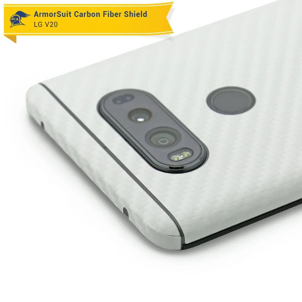 LG V20 Screen Protector   White Carbon Fiber Skin