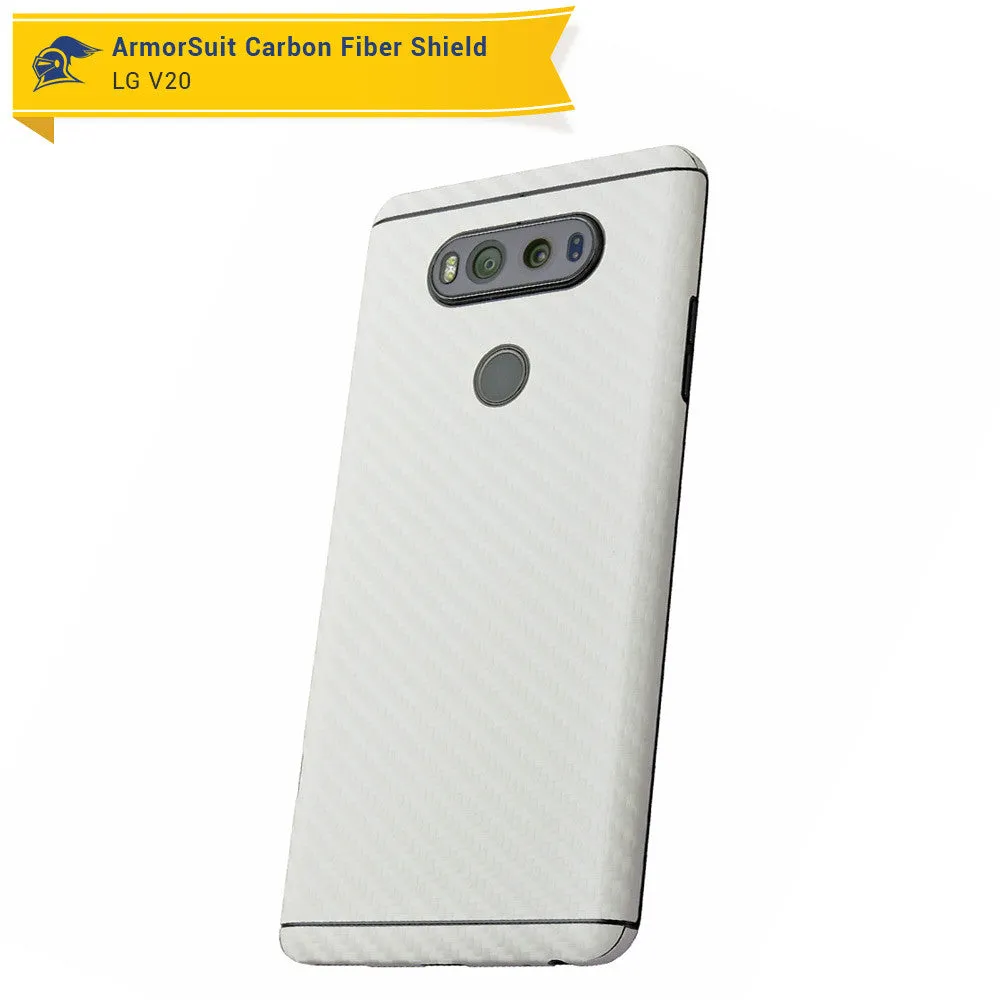 LG V20 Screen Protector   White Carbon Fiber Skin