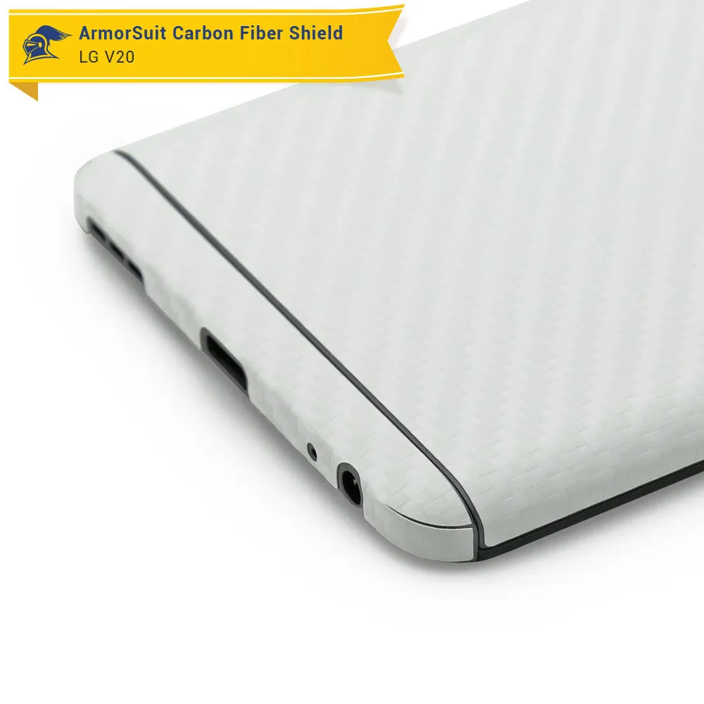 LG V20 Screen Protector   White Carbon Fiber Skin