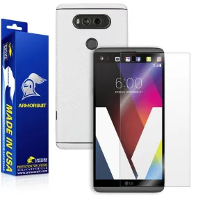 LG V20 Screen Protector   White Carbon Fiber Skin