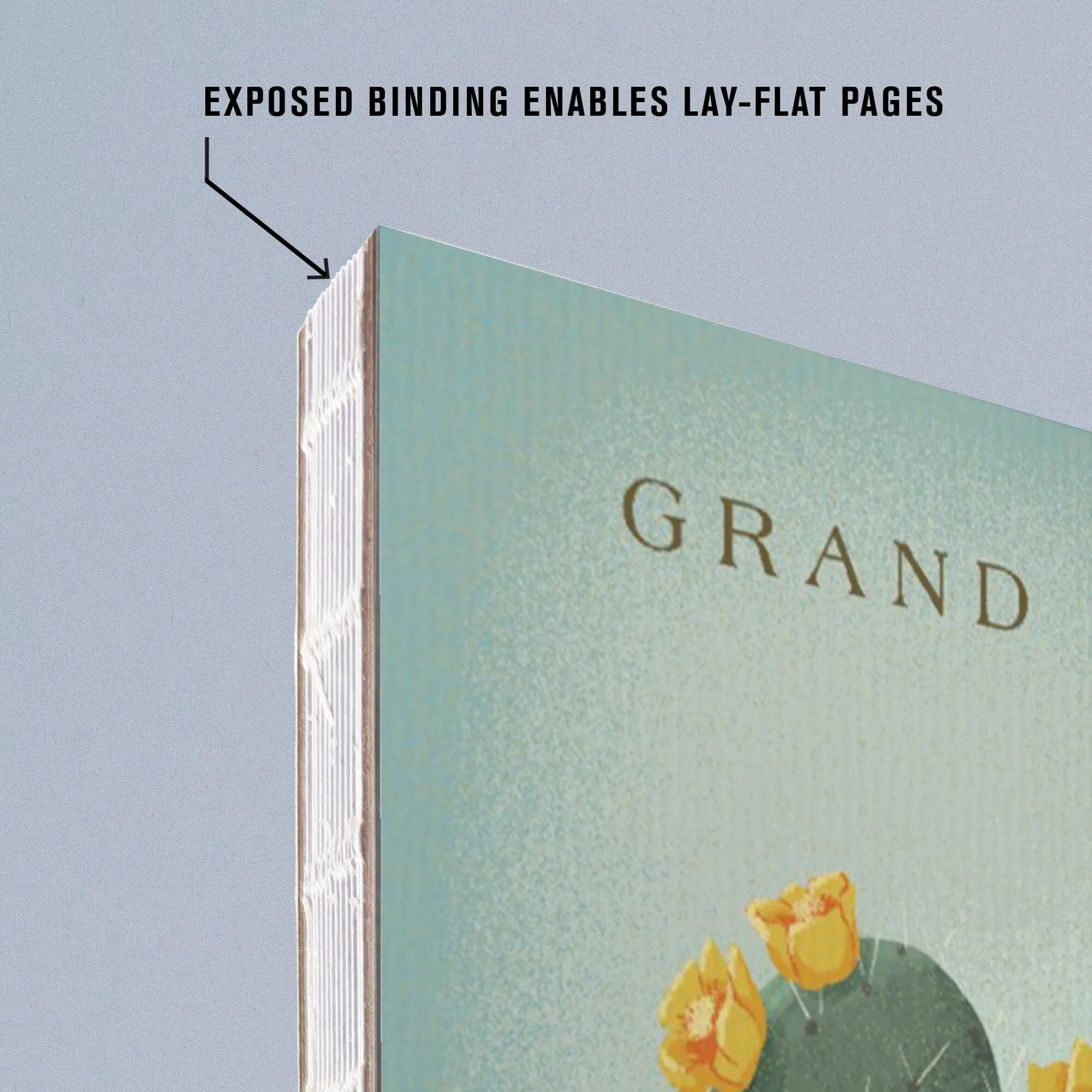 Lined 6x9 Journal, Grand Canyon, Prickly Pear with Yellow Flowers, Vintage Flora, Lay Flat, 193 Pages, FSC paper