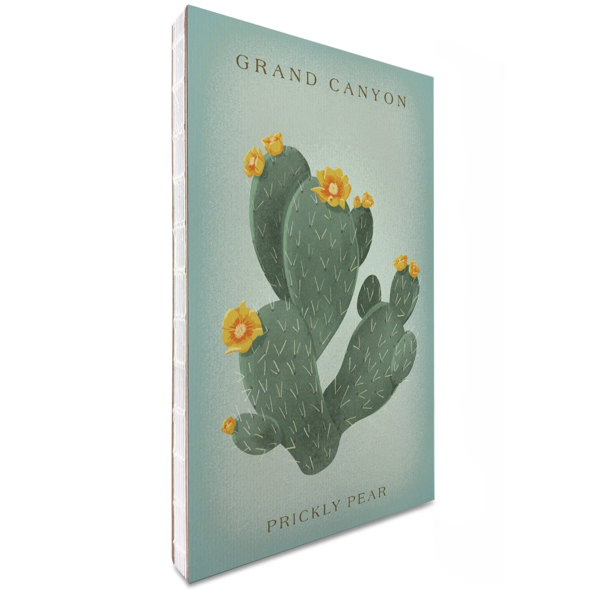 Lined 6x9 Journal, Grand Canyon, Prickly Pear with Yellow Flowers, Vintage Flora, Lay Flat, 193 Pages, FSC paper