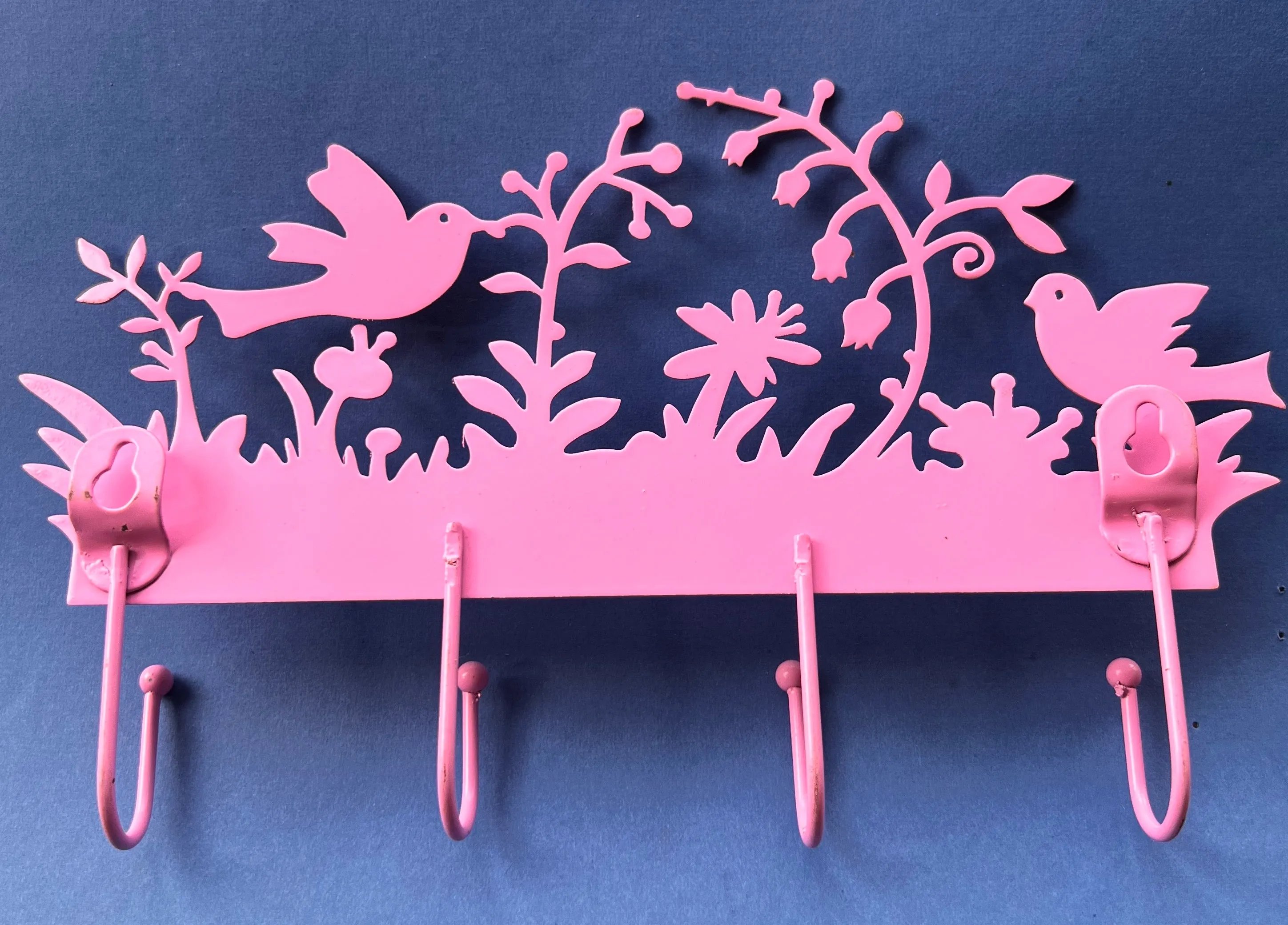 Lovely Pink Metal Bird Hooks