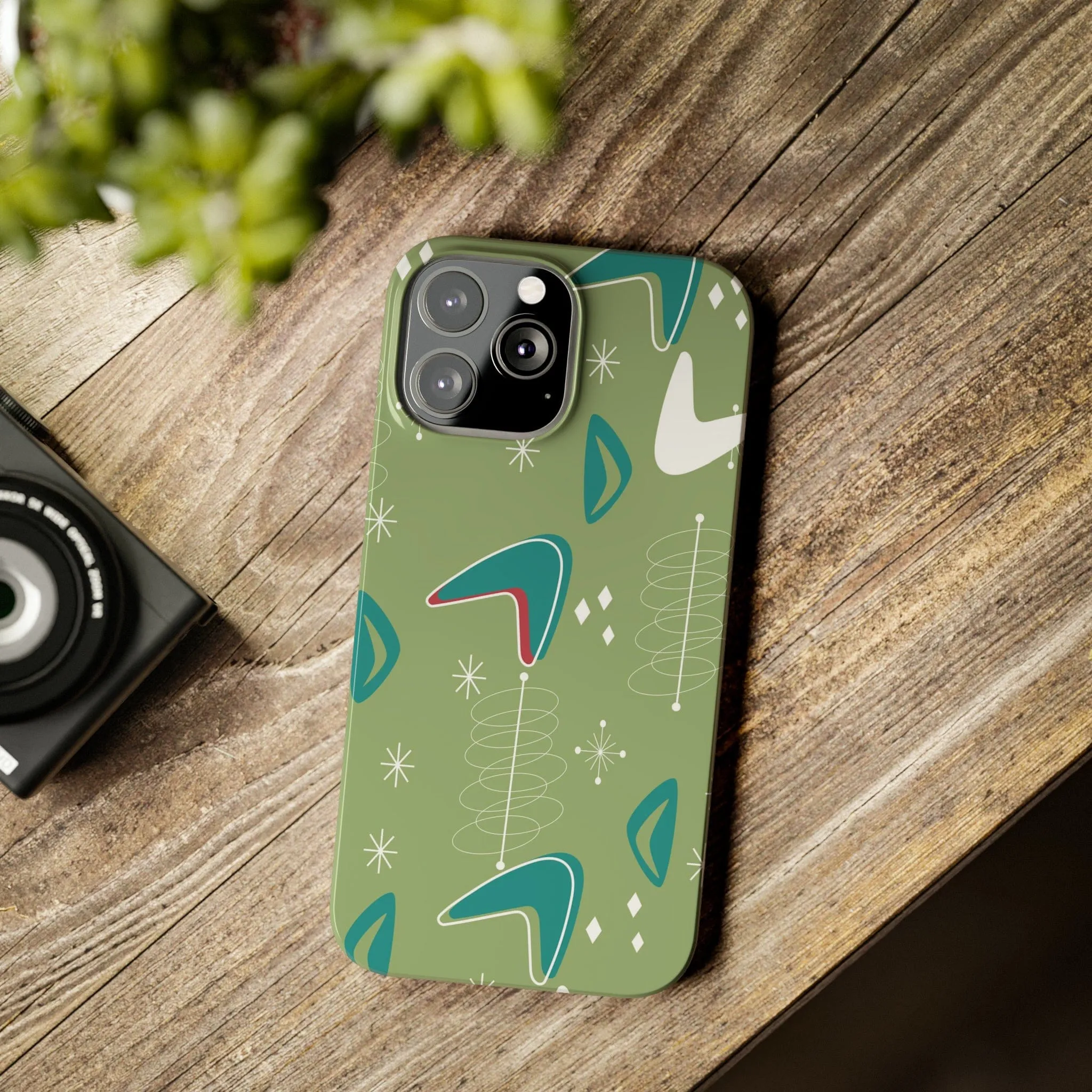 Mid Century Modern Atomic Boomerange, 50s Space Age, New Smart Phone 15 Models, Trendy Slim Phone Cases