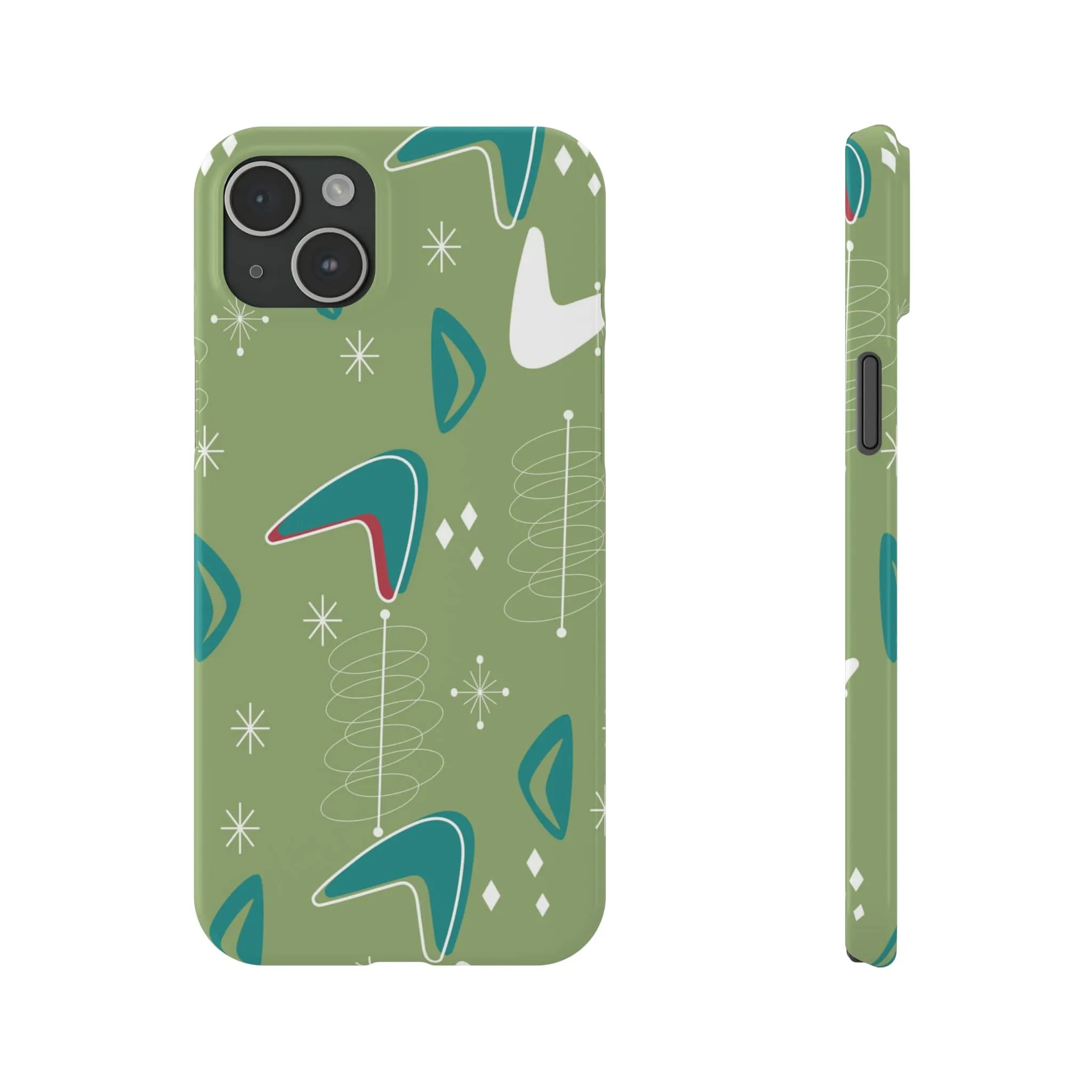 Mid Century Modern Atomic Boomerange, 50s Space Age, New Smart Phone 15 Models, Trendy Slim Phone Cases