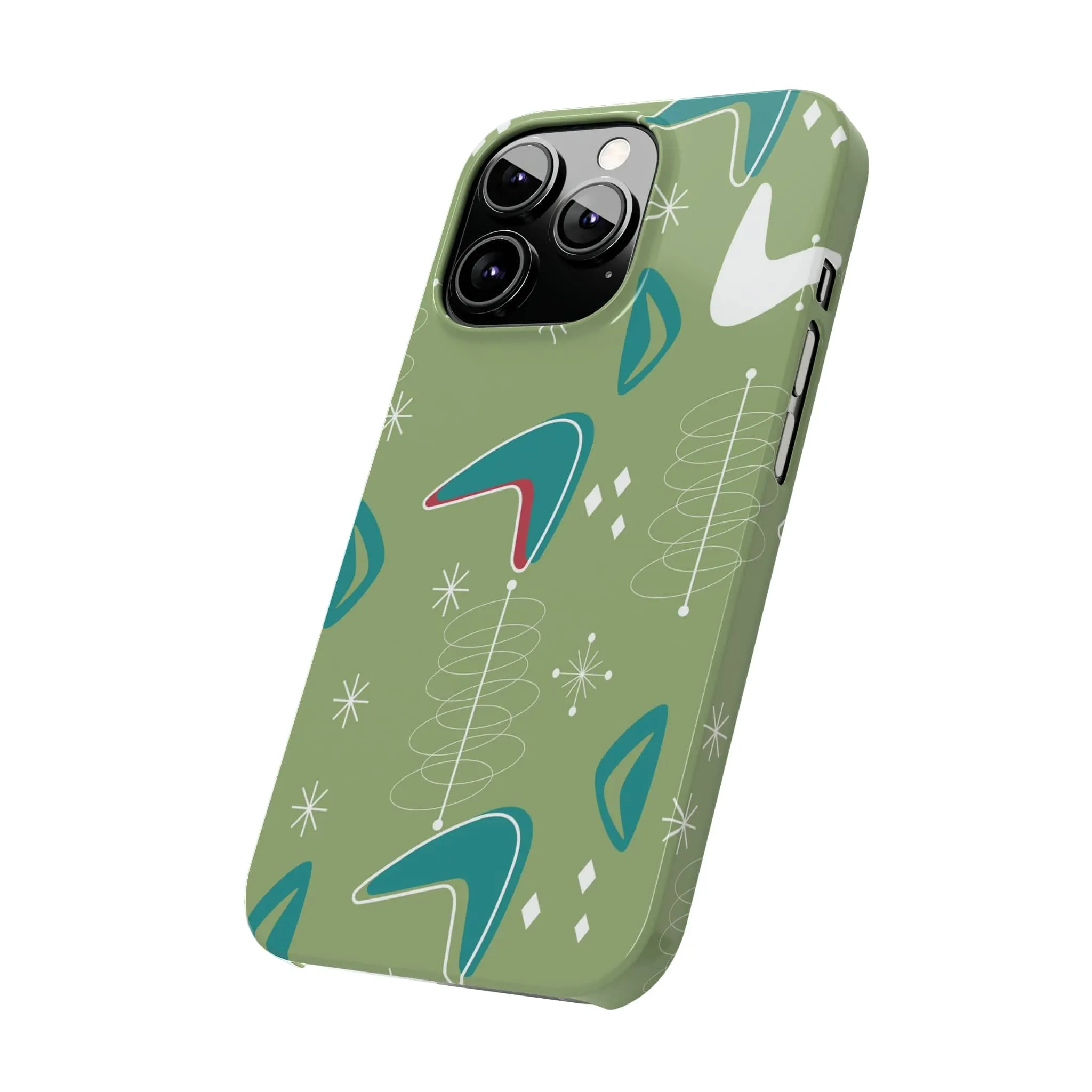 Mid Century Modern Atomic Boomerange, 50s Space Age, New Smart Phone 15 Models, Trendy Slim Phone Cases