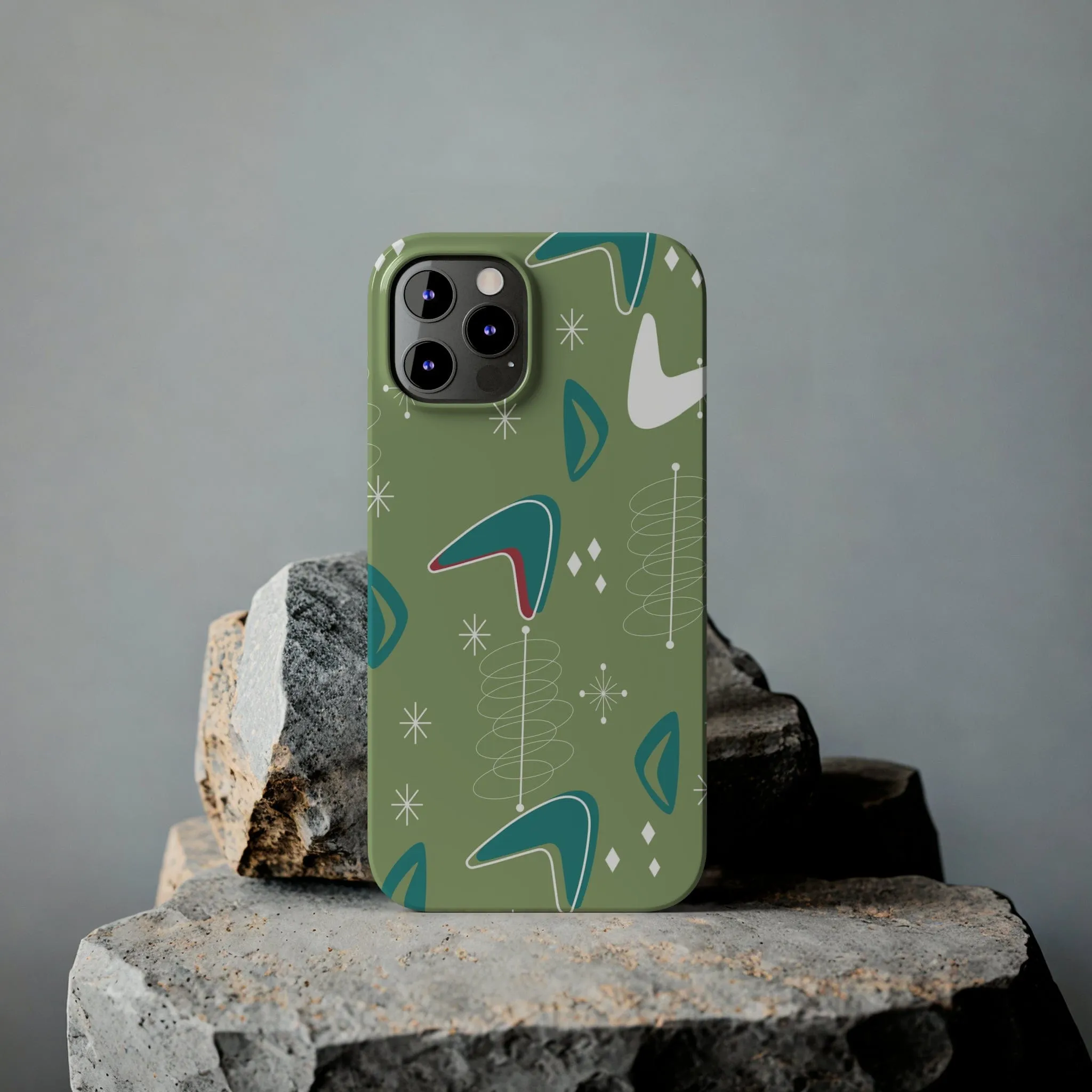 Mid Century Modern Atomic Boomerange, 50s Space Age, New Smart Phone 15 Models, Trendy Slim Phone Cases