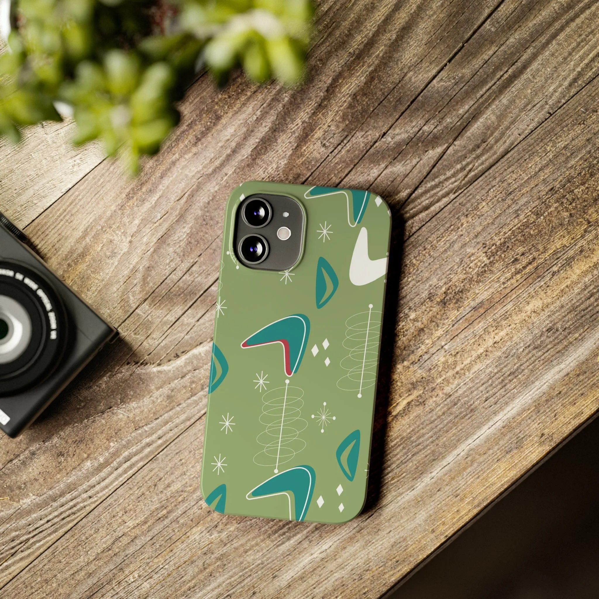 Mid Century Modern Atomic Boomerange, 50s Space Age, New Smart Phone 15 Models, Trendy Slim Phone Cases