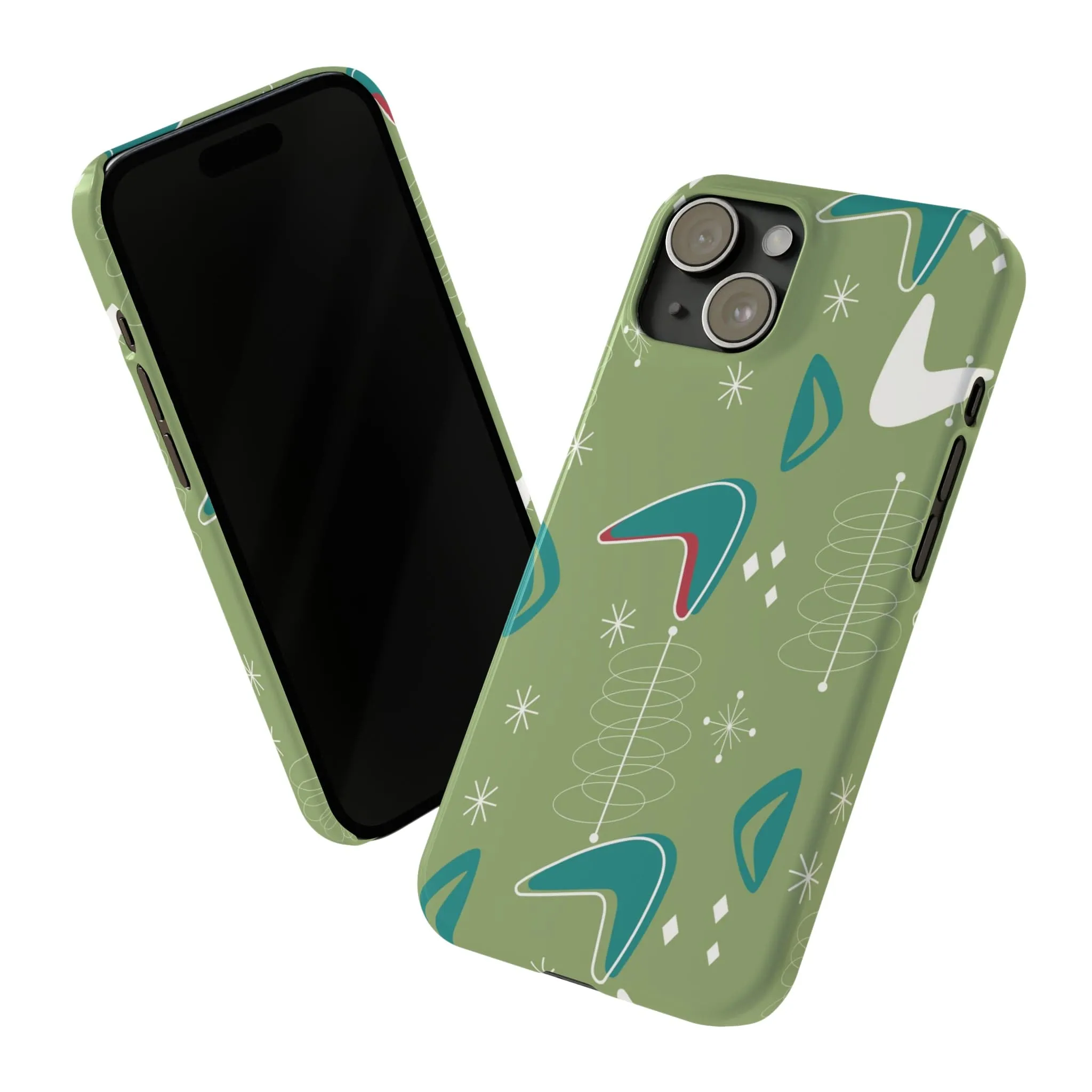Mid Century Modern Atomic Boomerange, 50s Space Age, New Smart Phone 15 Models, Trendy Slim Phone Cases