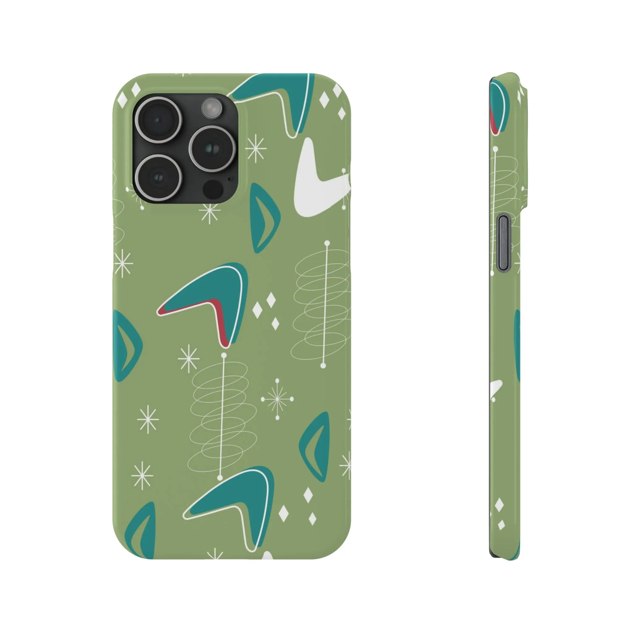 Mid Century Modern Atomic Boomerange, 50s Space Age, New Smart Phone 15 Models, Trendy Slim Phone Cases
