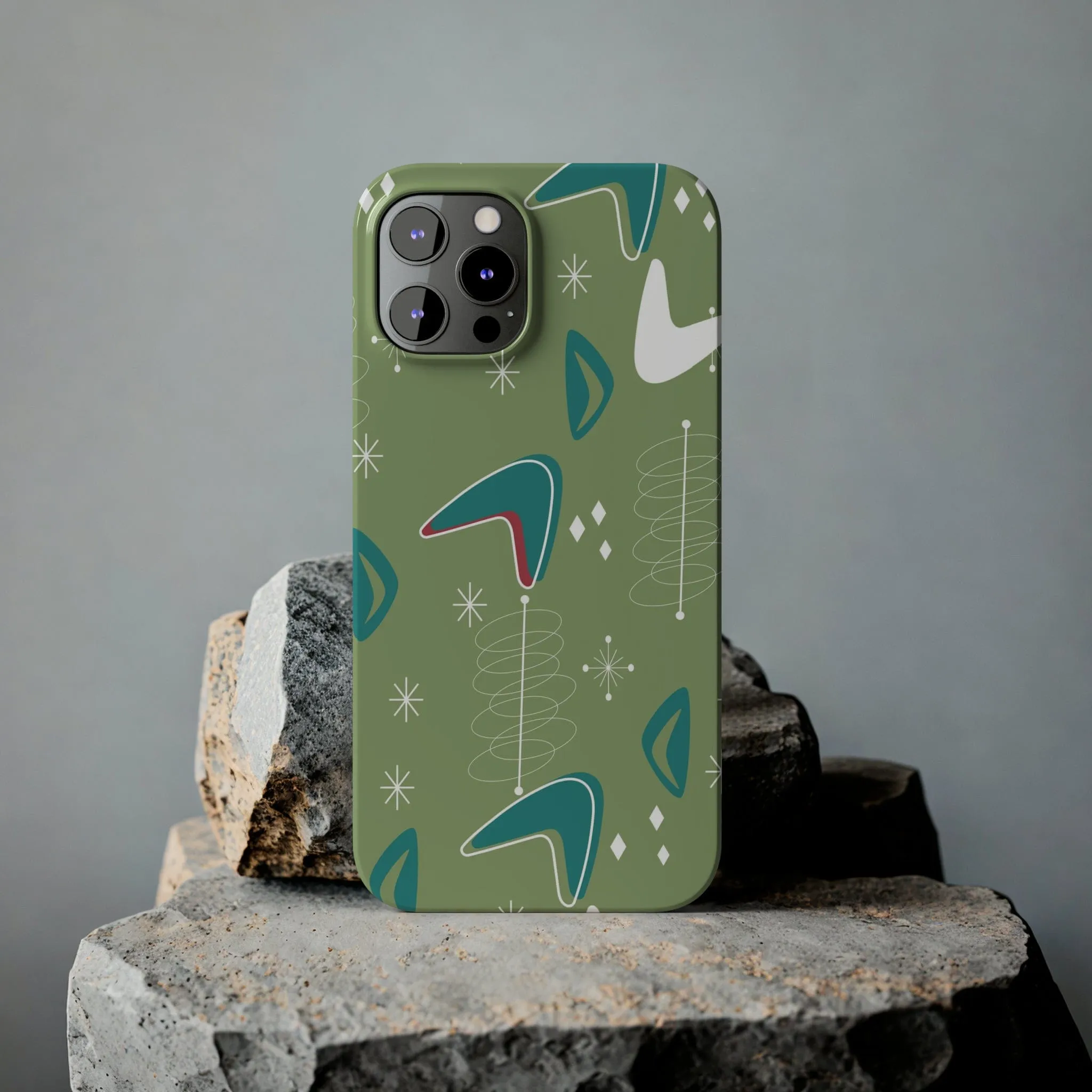 Mid Century Modern Atomic Boomerange, 50s Space Age, New Smart Phone 15 Models, Trendy Slim Phone Cases
