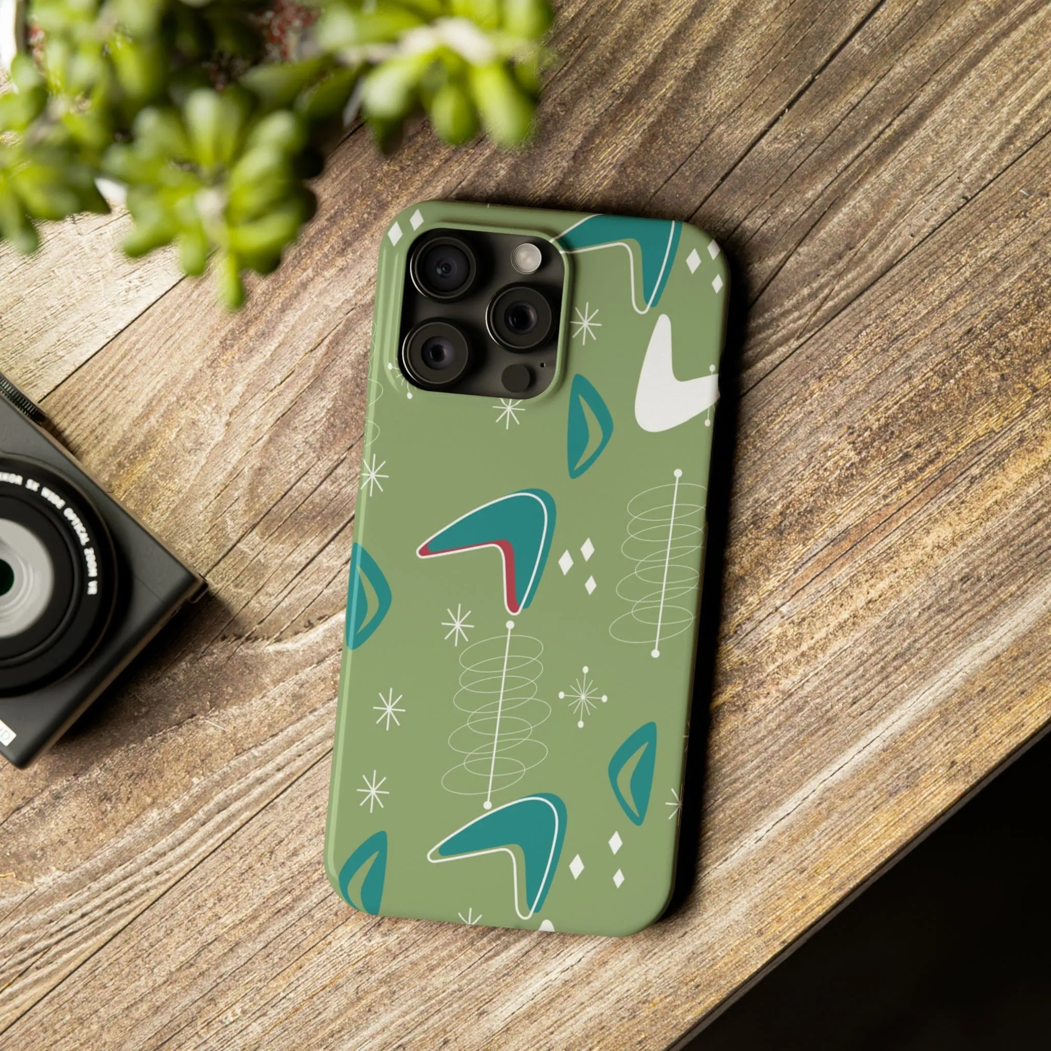 Mid Century Modern Atomic Boomerange, 50s Space Age, New Smart Phone 15 Models, Trendy Slim Phone Cases