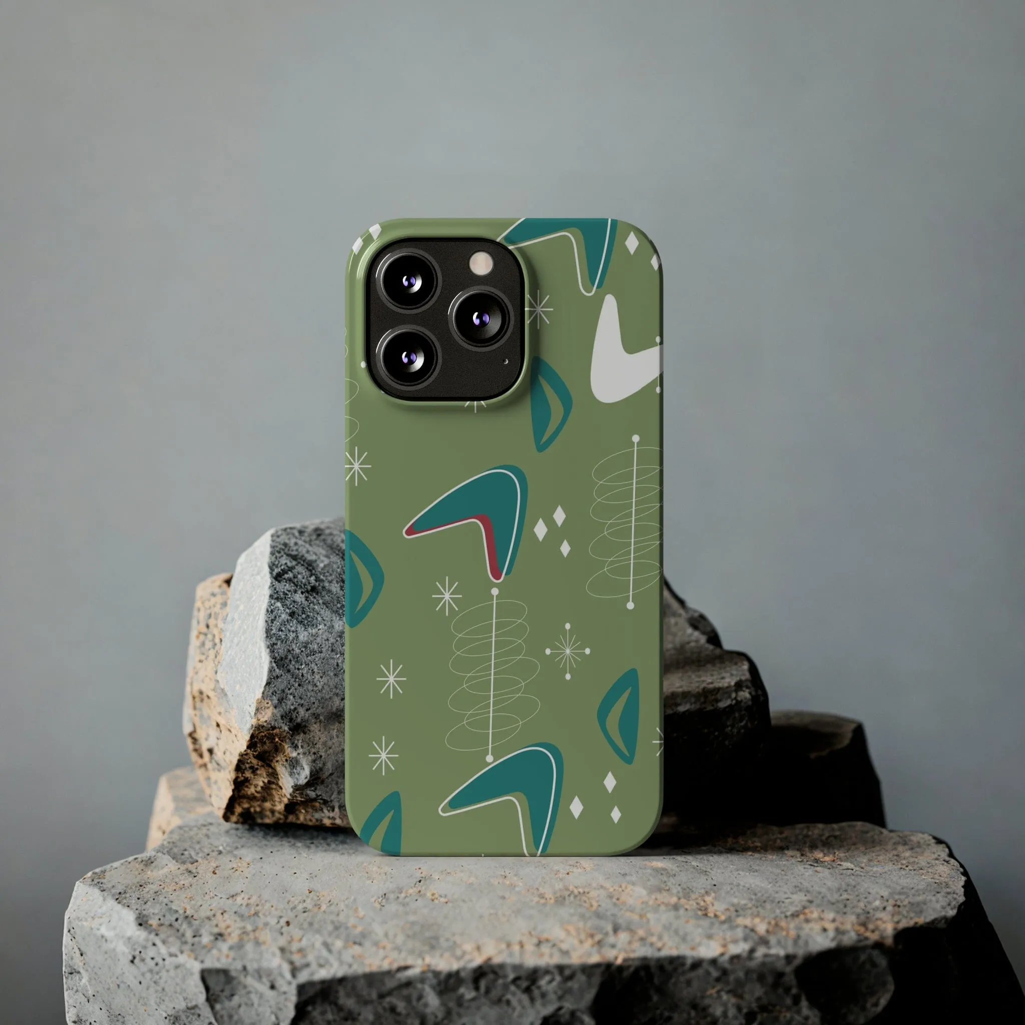 Mid Century Modern Atomic Boomerange, 50s Space Age, New Smart Phone 15 Models, Trendy Slim Phone Cases