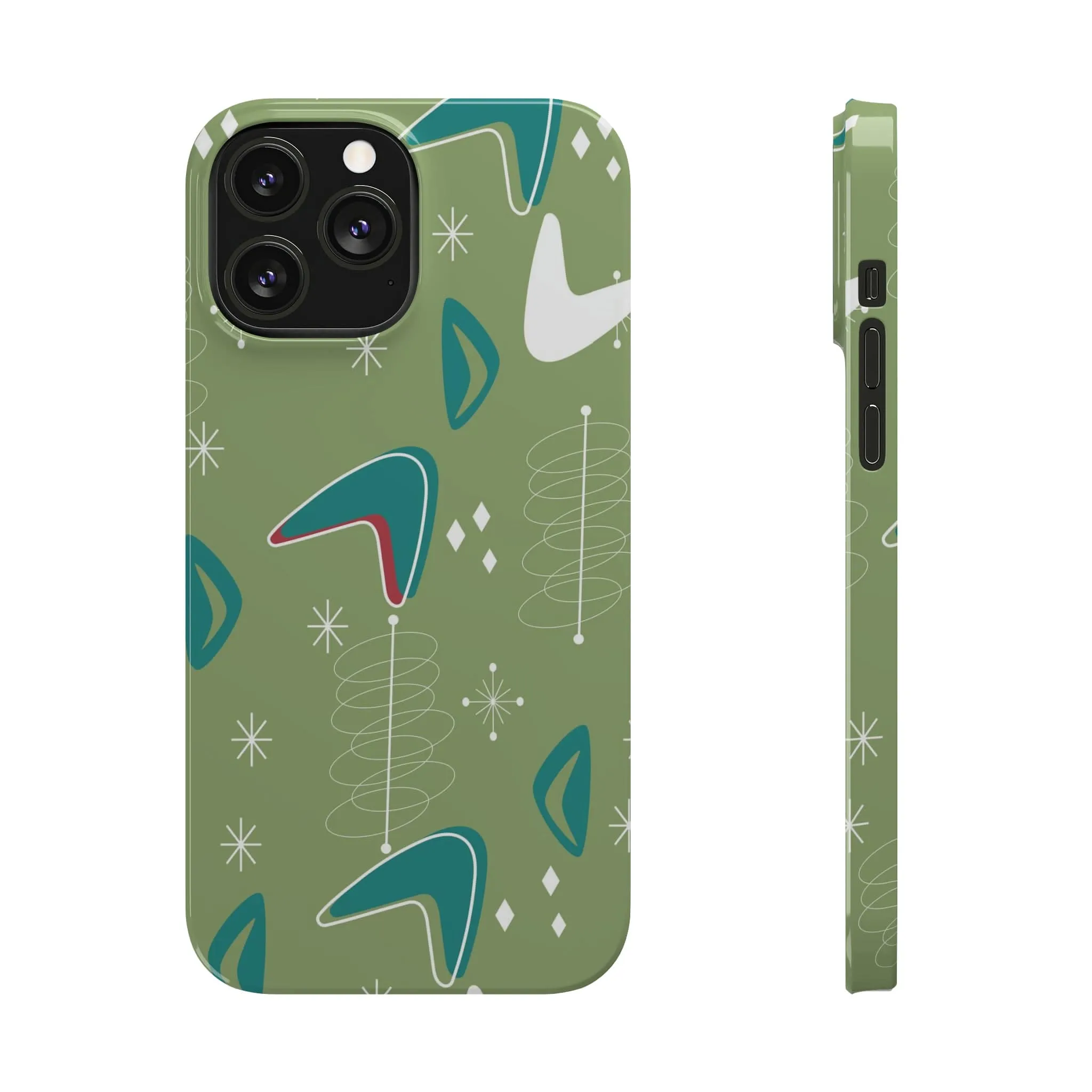 Mid Century Modern Atomic Boomerange, 50s Space Age, New Smart Phone 15 Models, Trendy Slim Phone Cases