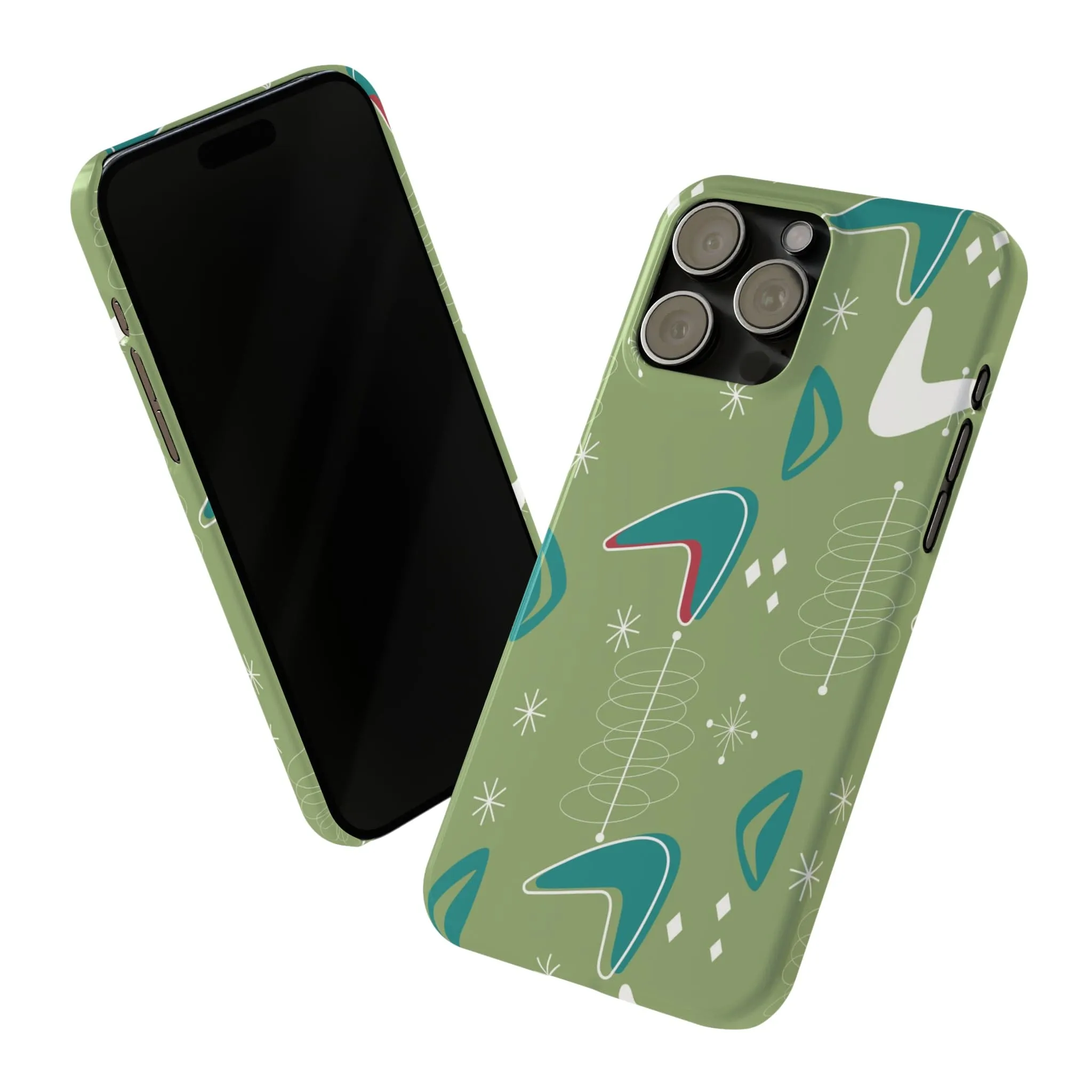 Mid Century Modern Atomic Boomerange, 50s Space Age, New Smart Phone 15 Models, Trendy Slim Phone Cases