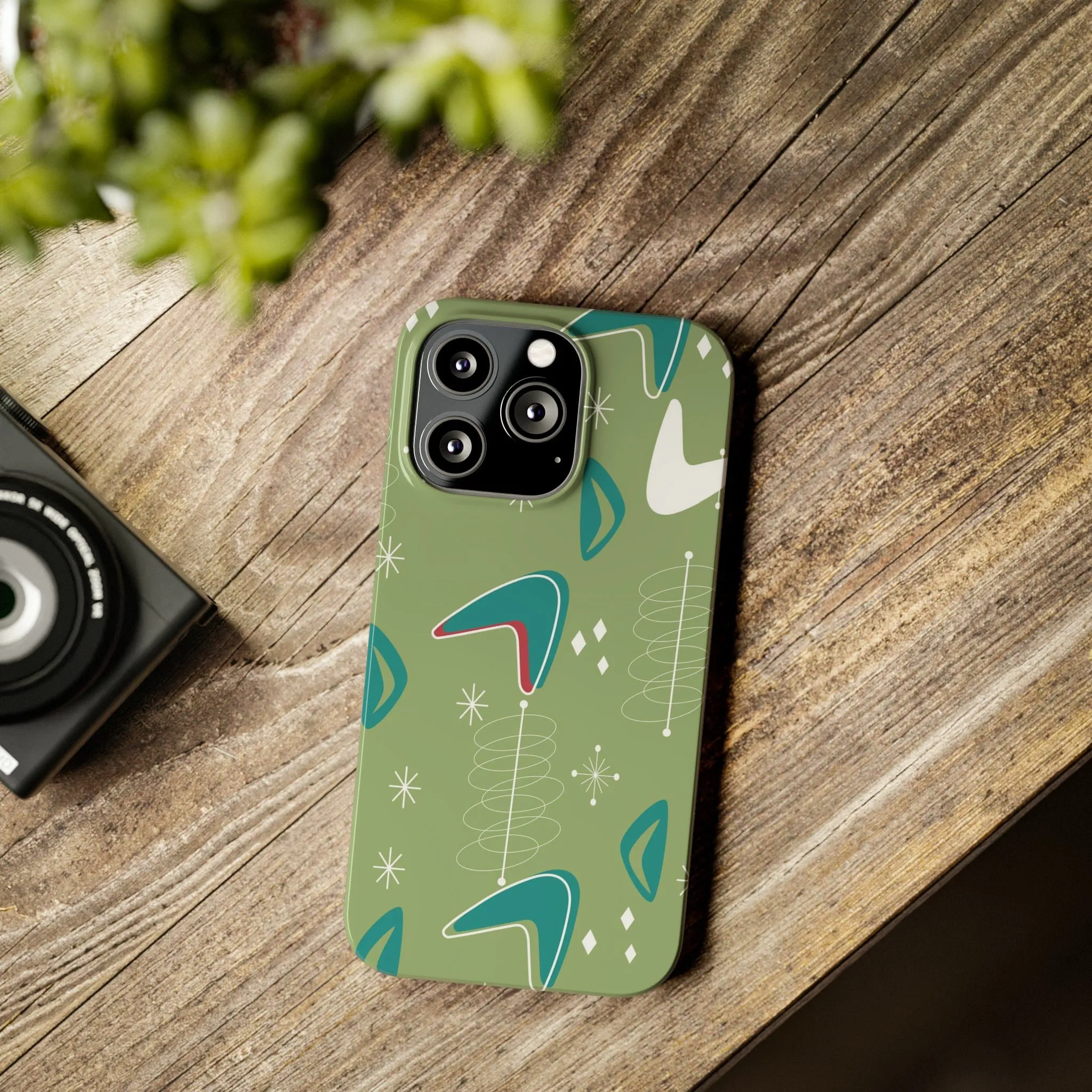 Mid Century Modern Atomic Boomerange, 50s Space Age, New Smart Phone 15 Models, Trendy Slim Phone Cases