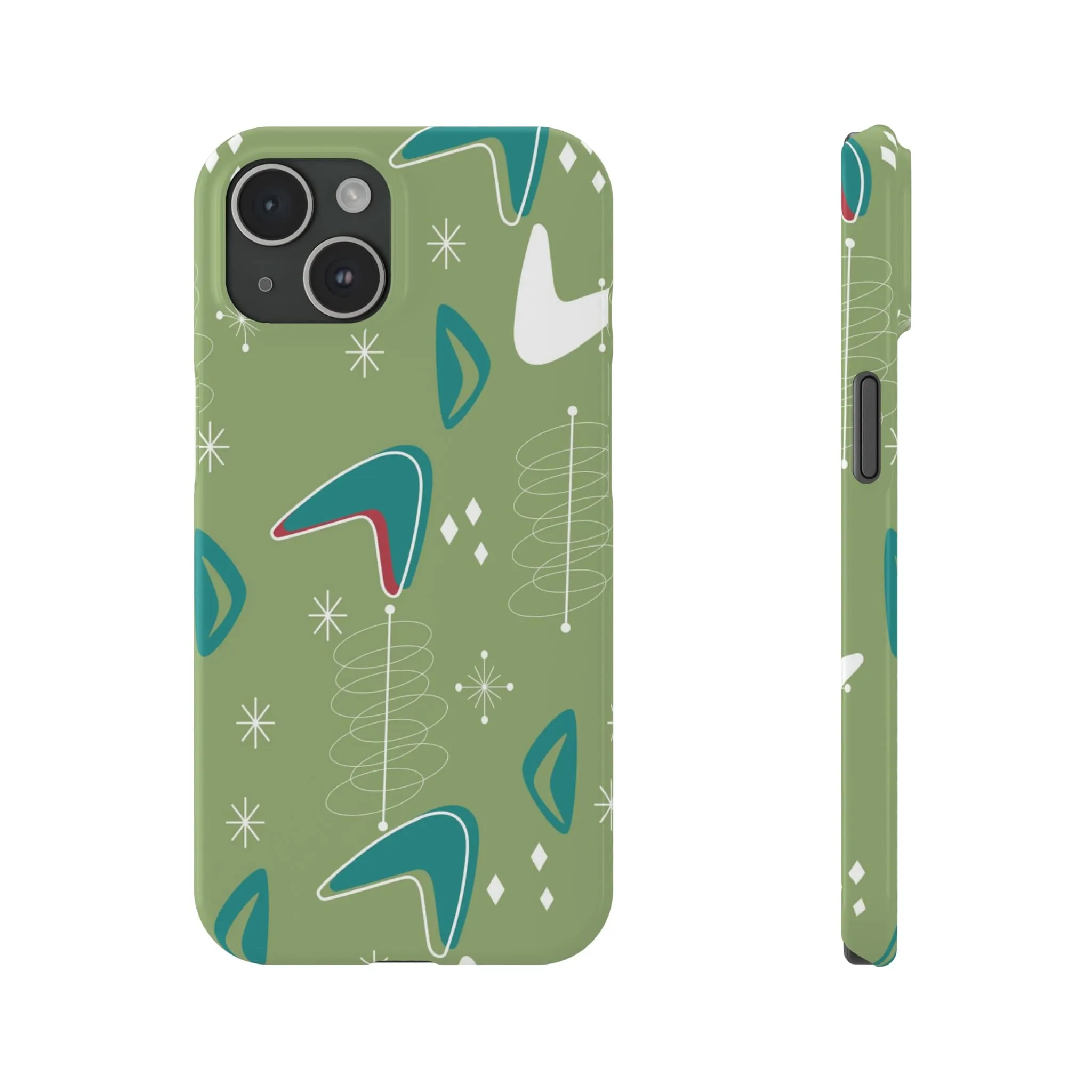 Mid Century Modern Atomic Boomerange, 50s Space Age, New Smart Phone 15 Models, Trendy Slim Phone Cases