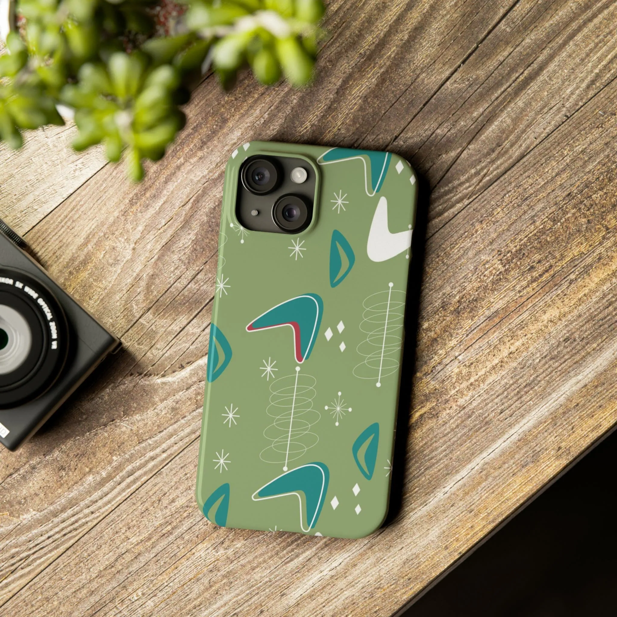 Mid Century Modern Atomic Boomerange, 50s Space Age, New Smart Phone 15 Models, Trendy Slim Phone Cases
