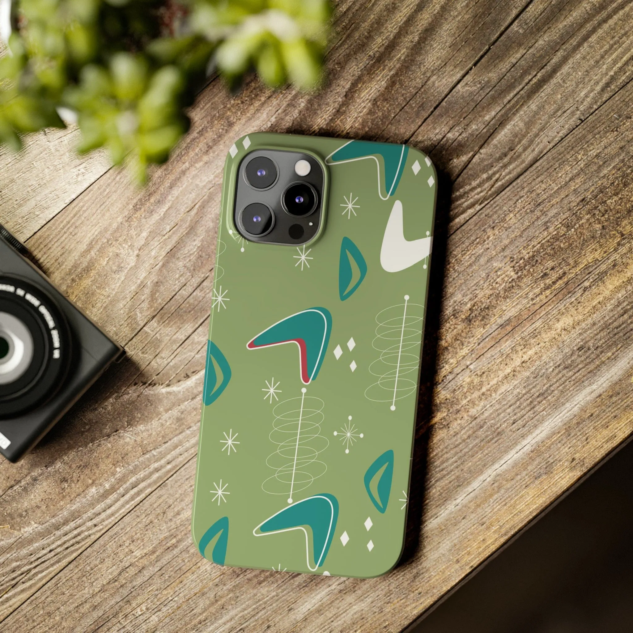 Mid Century Modern Atomic Boomerange, 50s Space Age, New Smart Phone 15 Models, Trendy Slim Phone Cases