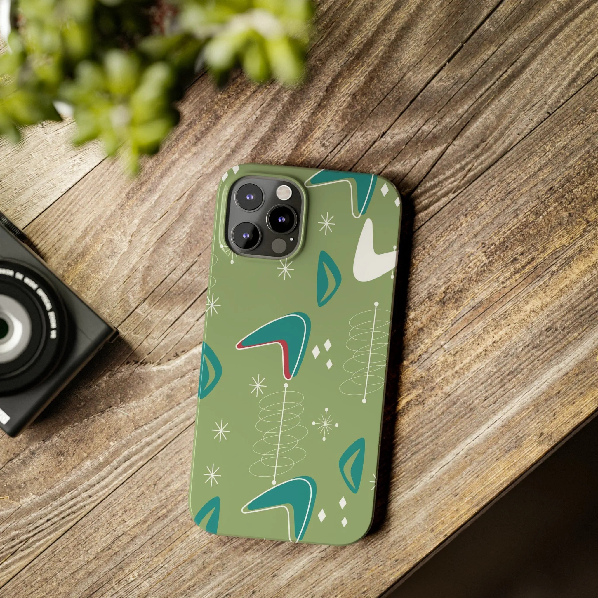 Mid Century Modern Atomic Boomerange, 50s Space Age, New Smart Phone 15 Models, Trendy Slim Phone Cases