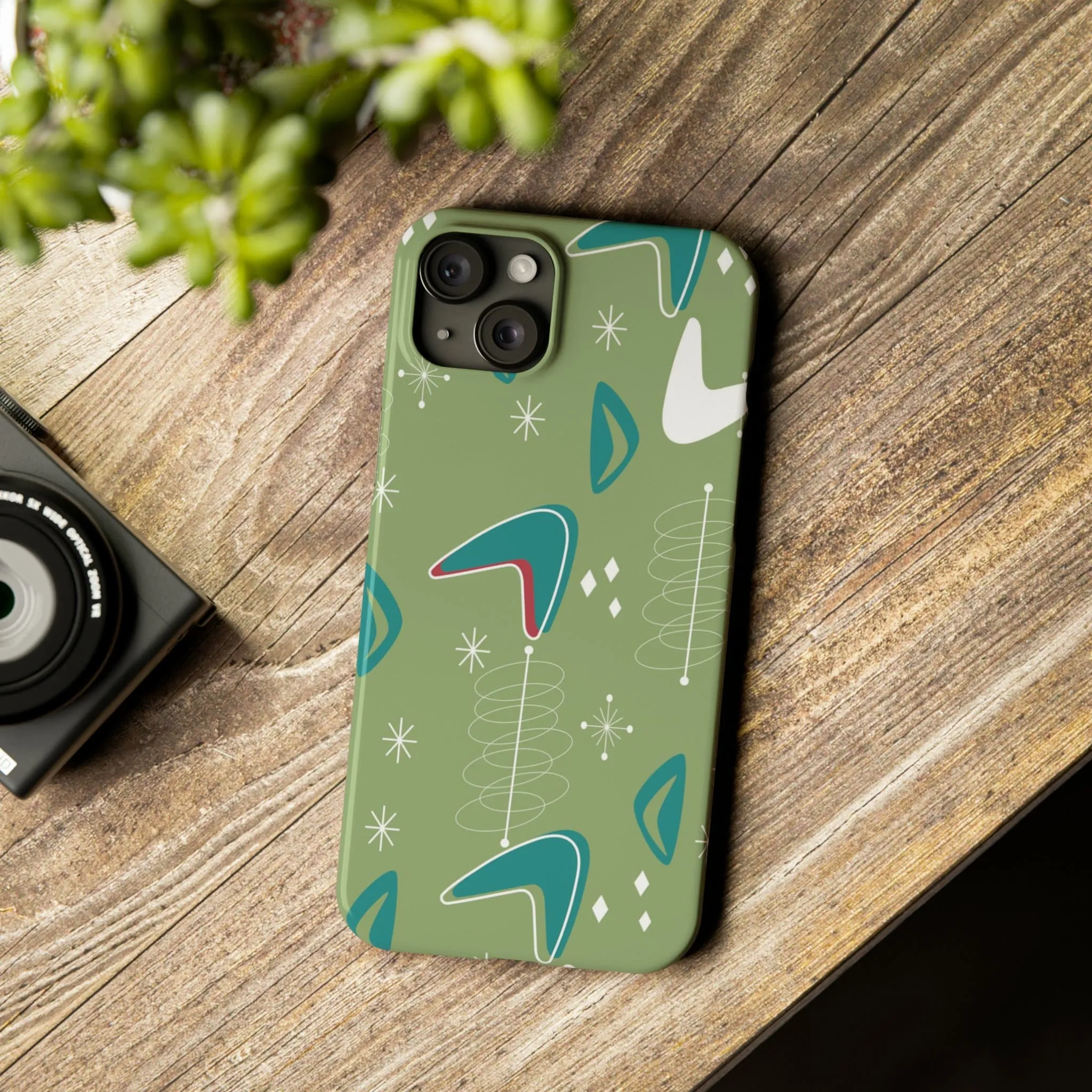 Mid Century Modern Atomic Boomerange, 50s Space Age, New Smart Phone 15 Models, Trendy Slim Phone Cases